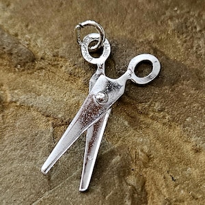 Vintage Scissors Charm - Sterling Silver -  Retro, Moveable Charm for Sewing Enthusiasts