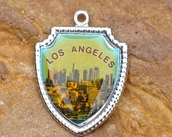 Vintage Los Angeles Charm Sterling Silver Los Angeles Charm Enamel Charm Bracelet California Charm Los Angeles Skyline Charm Necklace