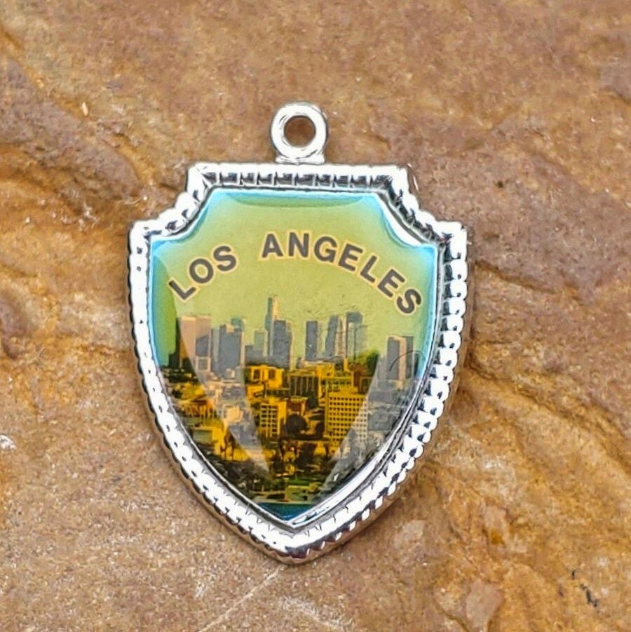 Vintage Los Angeles Charm Sterling Silver Los Angeles Charm Enamel