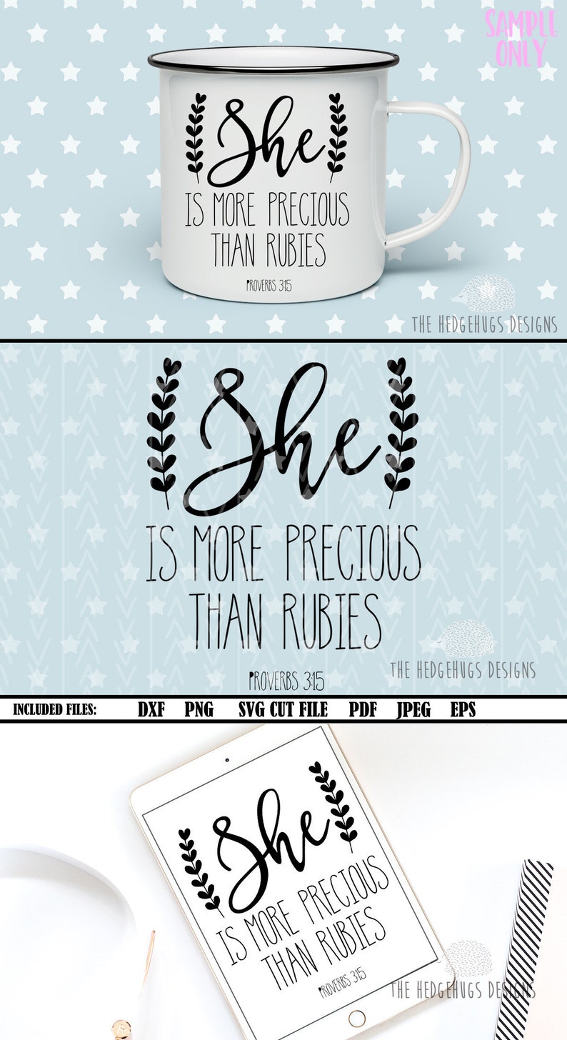 She is More Precious Than Rubies svg Proverbs 3 15 svg Files Etsy