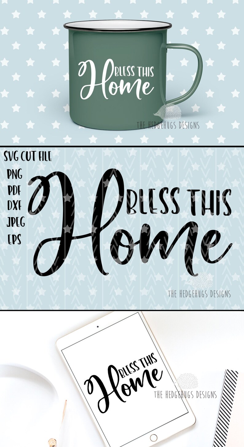 Download Bless This Home SVG Hand Lettered SVG DXF Files Designs | Etsy