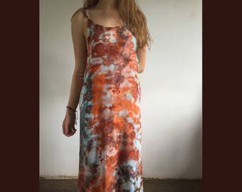 Tie dye long summer dress with pockets