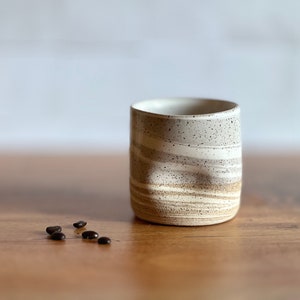 Handmade Stoneware Thumb Cup. Wine Tumbler. Stemless Stoneware Pottery Wineglass. Raw Agateware Ceramic.