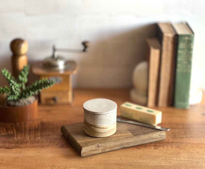 Handmade French Butter Keeper. Ceramic Butter Dish with Lid. Beautiful Pottery French Butter Dish. Cottagecore Tabletop Butter Keeper. image 10