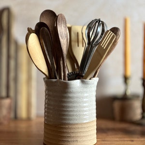 Set 2 Portautensili In Ceramica Per Cucina - Organizer Spatole E Utensili, Design Stile Fattoria, Multiuso - Foto 3