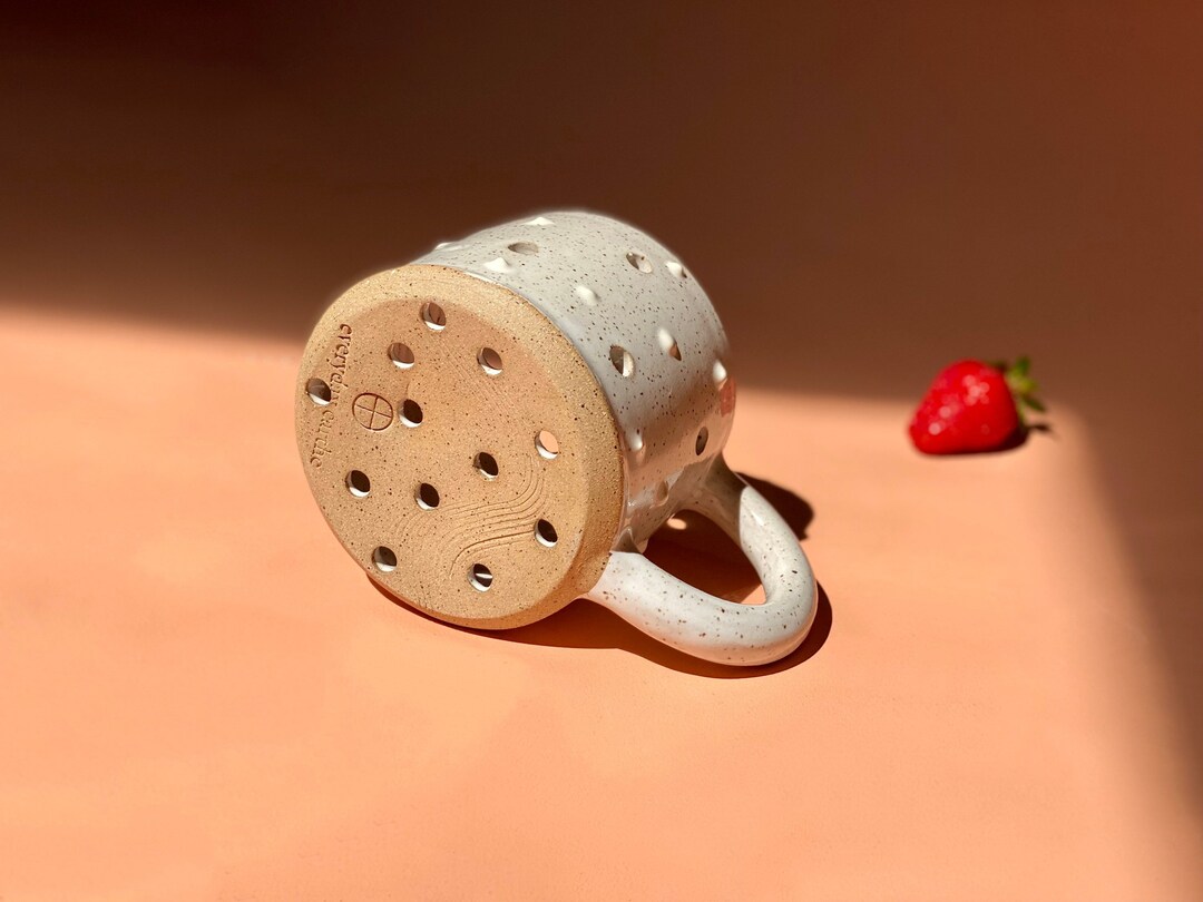 Fruit Rinser White Ceramic Fruit Rinser // Berry Bowl With Handle | Handmade Pottery ...