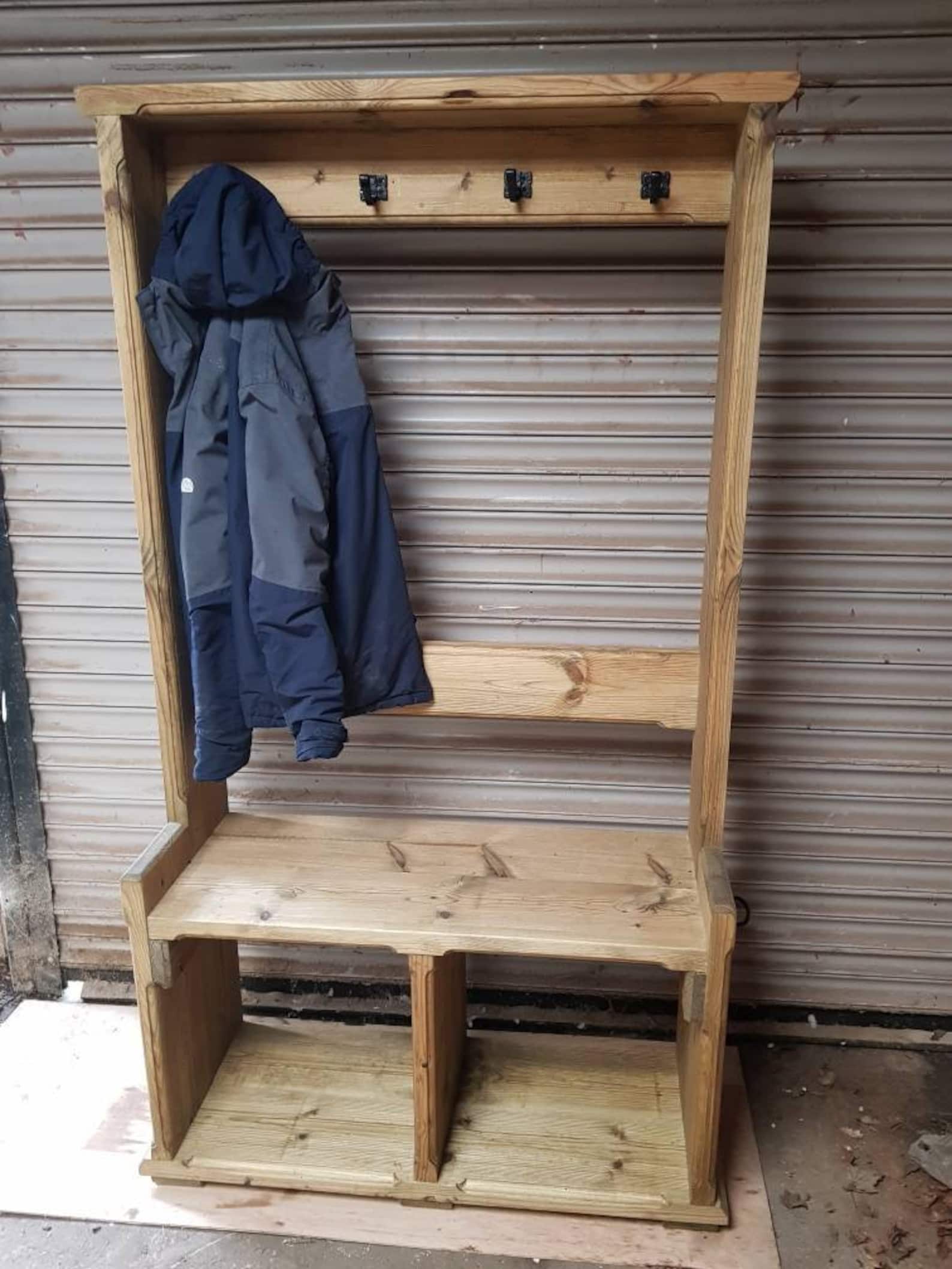 Rustic Pine Hallway Storage/ Coat Stand Etsy UK