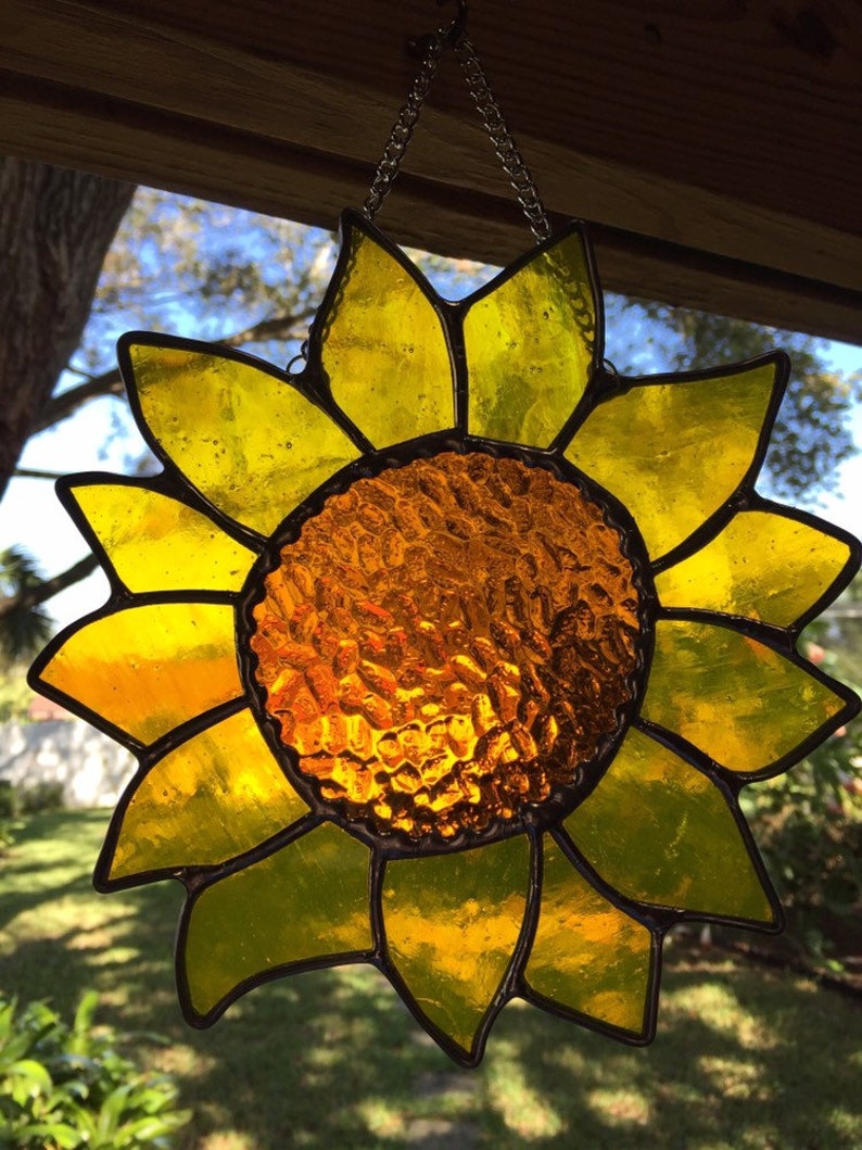 Handmade Sunflower Window Hanging Tiffany Style Sun Flower Etsy