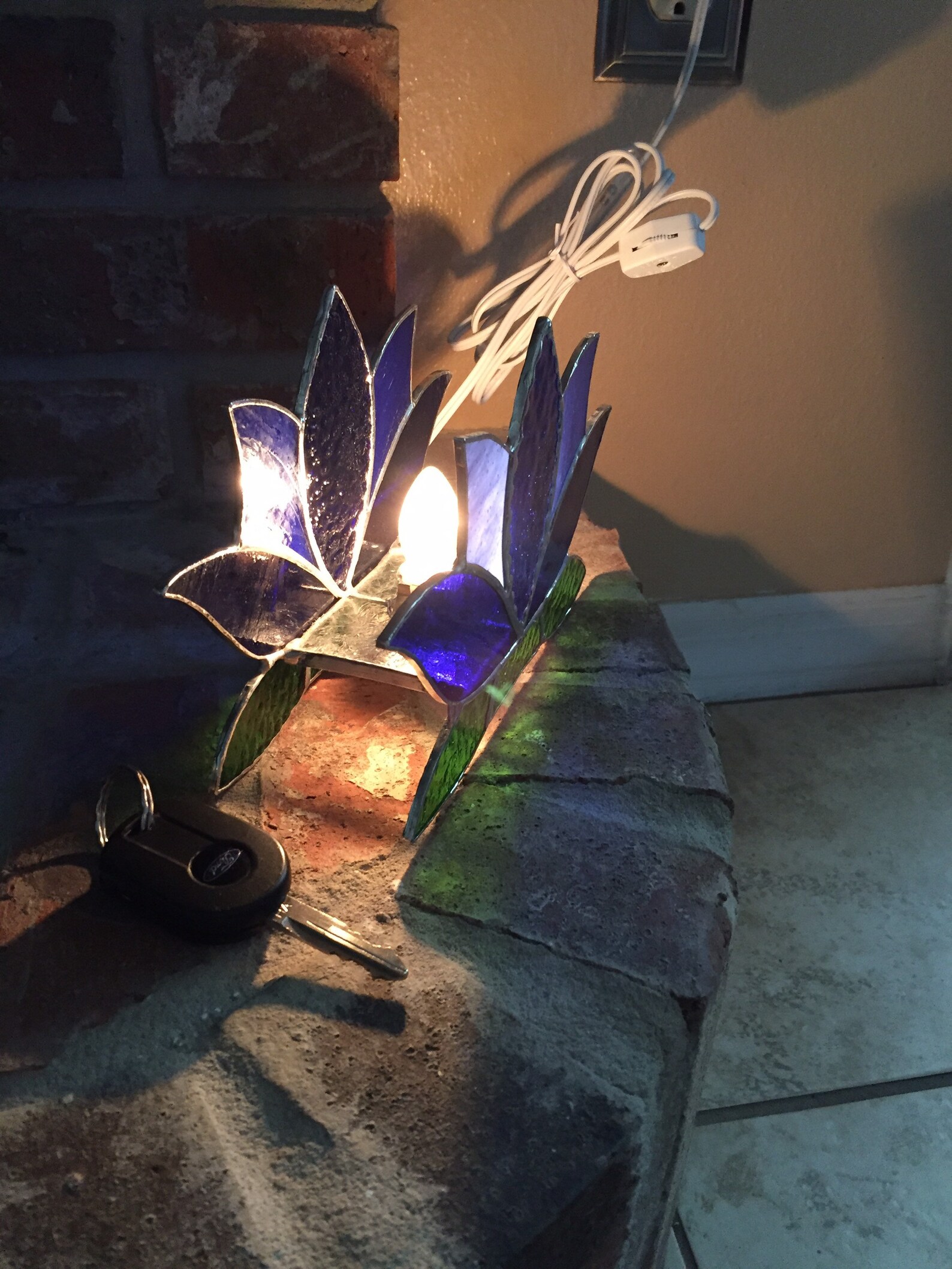 Stained Glass Lotus Flower Small Lamp Etsy