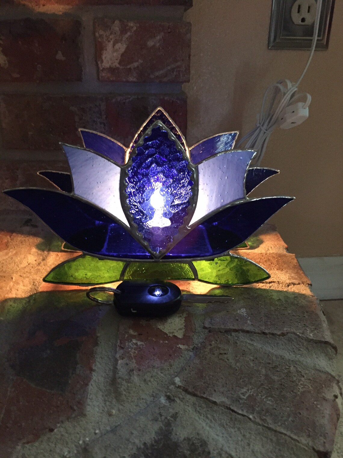 Stained Glass Lotus Flower Small Lamp Etsy