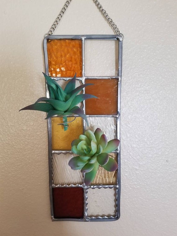 Stained Glass Air Plant Holder Indoor Wall Planter Window Home Etsy