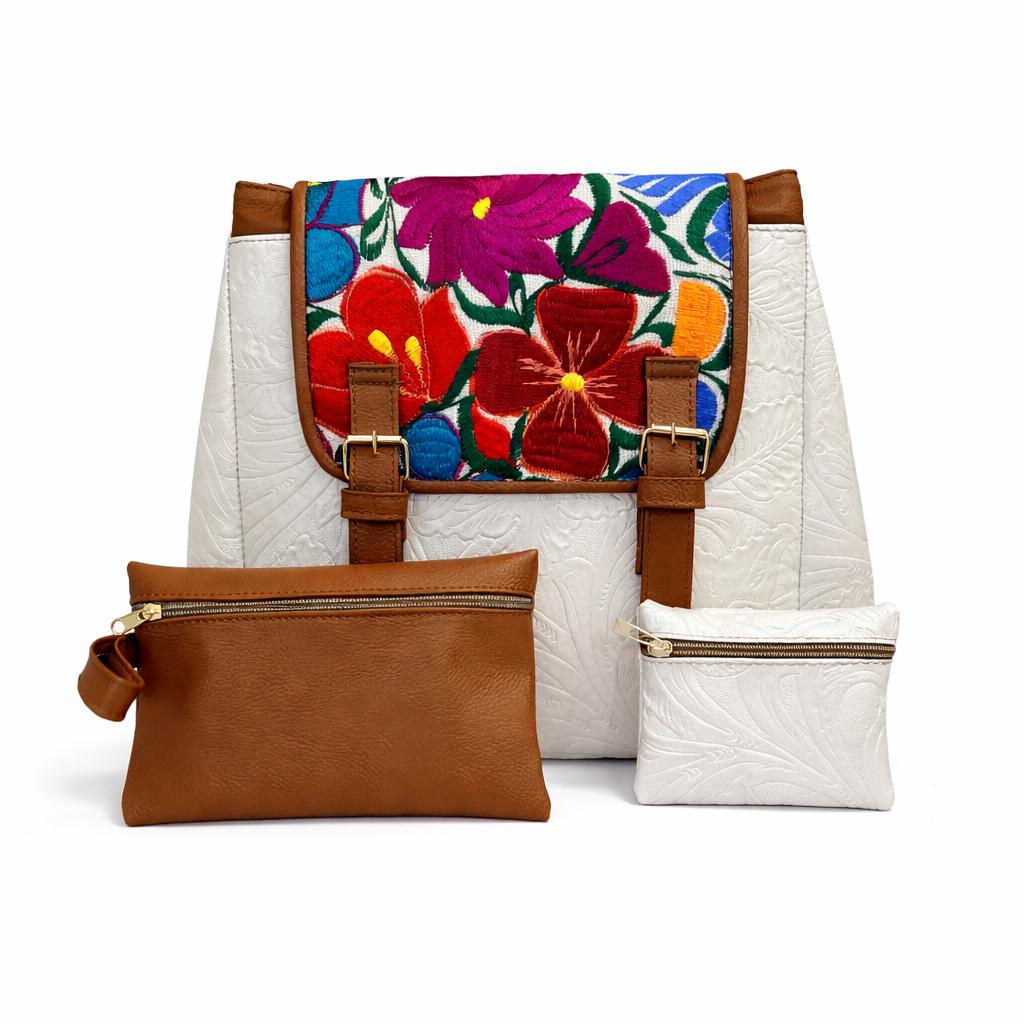 Mexican Embroidered Leather Backpack - Etsy display picture 2