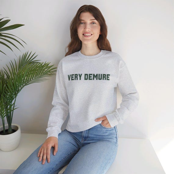 Very Demure College Style Pullover Crewneck Sweatshirt, College