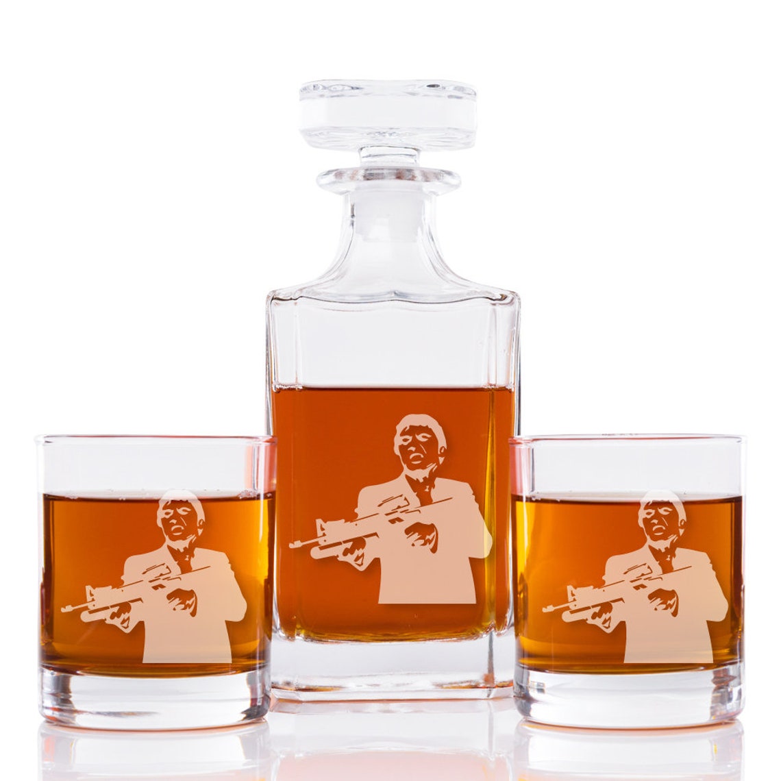 Scarface Engraved Decanter and Engraved Rocks Glasses Set of Etsy