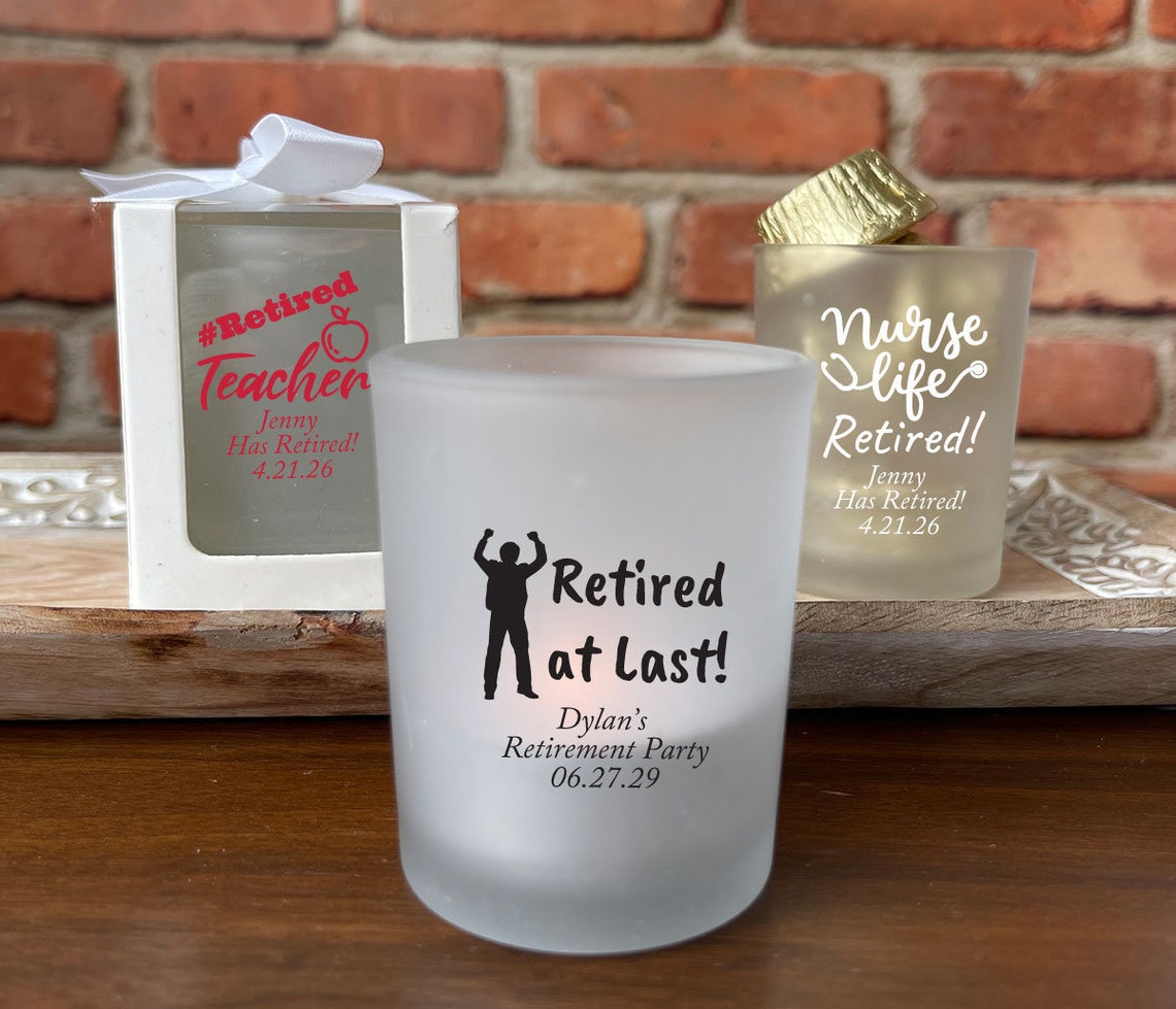 Set of 24 Custom Personalized Retirement Design Frosted Candle Etsy