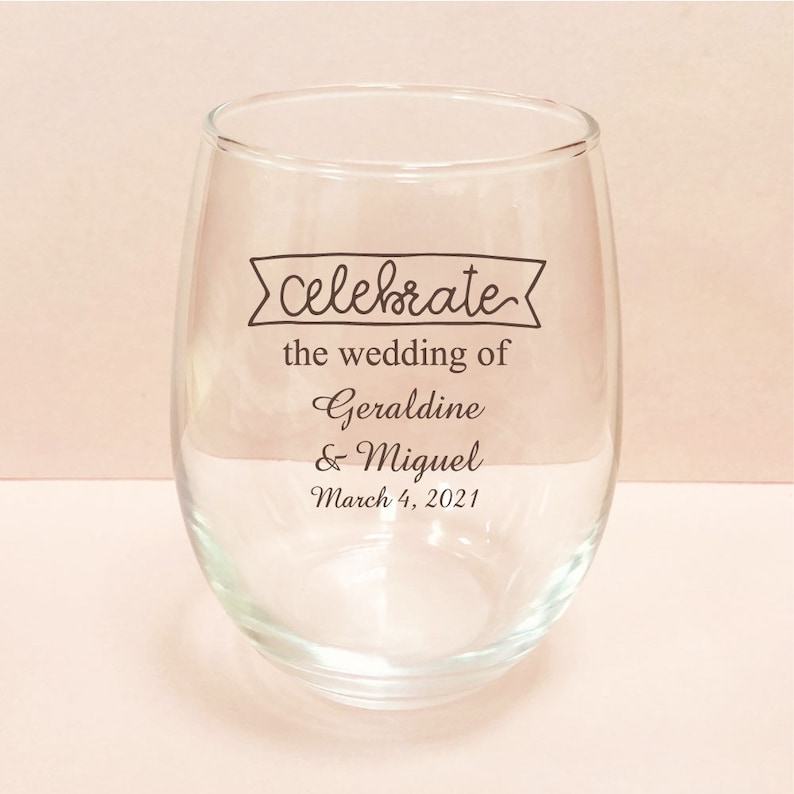 Stemless 9 Ounce Glass Set of 24 Custom Personalized Celebrate the Wedding Of SD8ZD Top Seller