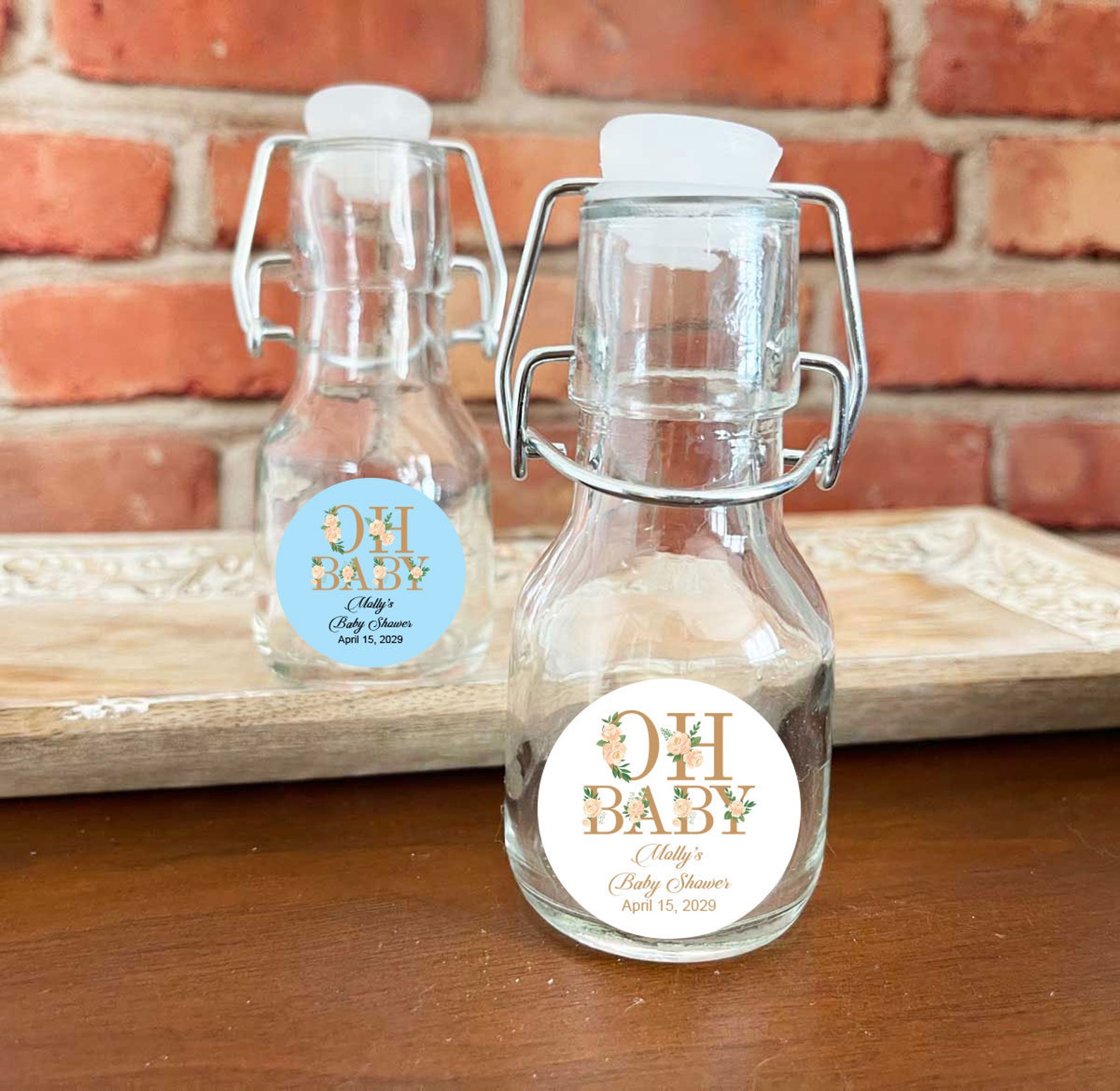 Set of 12 Baby Shower Oh Baby Personalized Mini Glass Favor Etsy