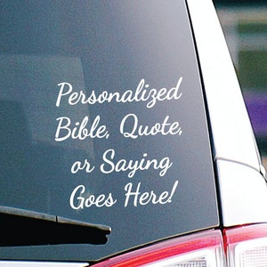 Calcomanía personalizada para auto con versículo bíblico - Calcomanía cristiana personalizada - Calcomanía cristiana personalizada - Frases de Jesús personalizadas - Calcomanía con versículo bíblico