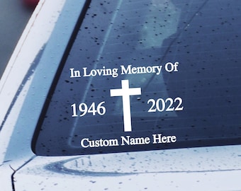 In liebevoller Erinnerung Kreuz Aufkleber - Personalisierter Gedenkaufkleber - Klassischer Gedenkaufkleber