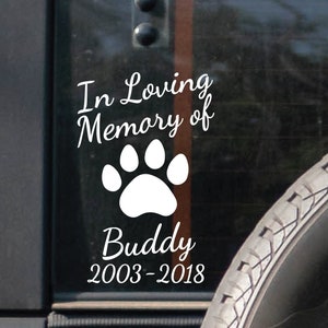 In Loving Memory Pet Memorial Sticker Decal - Animal Memorial Decal - Pet Memorial Decal - Custom In Loving Memory Decal -Dog Memorial Decal