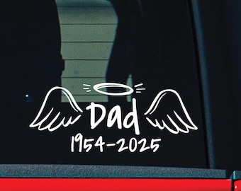 Custom Angel Wings Memorial - Halo Wings Decal - Memorial Angel Wings - Memorial for Birthday - Memorial Dad Angel Wings - Memorial Design