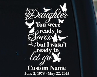 Floral Daughter Memorial Decal: Butterfly, Dove, Personalized In Memory