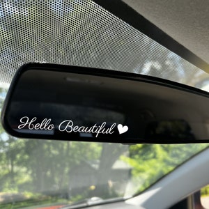 Hello Beautiful achteruitkijkspiegelsticker - achteruitkijkspiegelstickers - spiegelsticker - achteruitkijkspiegelsticker - sticker autospiegel - sticker Hallo spiegel