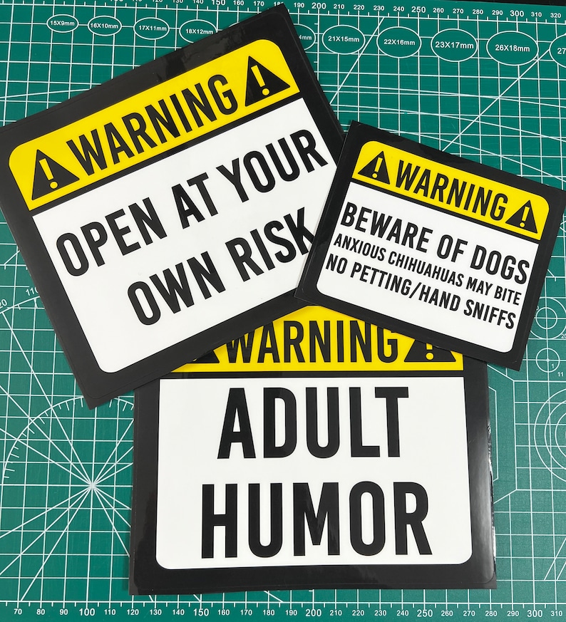 CUSTOM Warning Decal Sticker - Warning Sticker - Personalized Warning Vinyl Sticker - Warning Labels -Custom Text Warning Label Vinyl Decal image 3