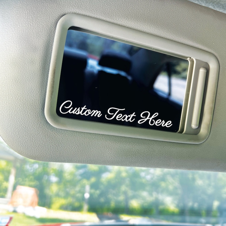 CUSTOM Mirror Decal - Personalized Mirror Decal - Rear View Mirror Sticker - Sun Visor Sticker - Custom Rear View Mirror Decal - Sun Mirror image 1