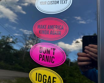Custom Oval Decal: Personalized Text Sticker, Bumper Design