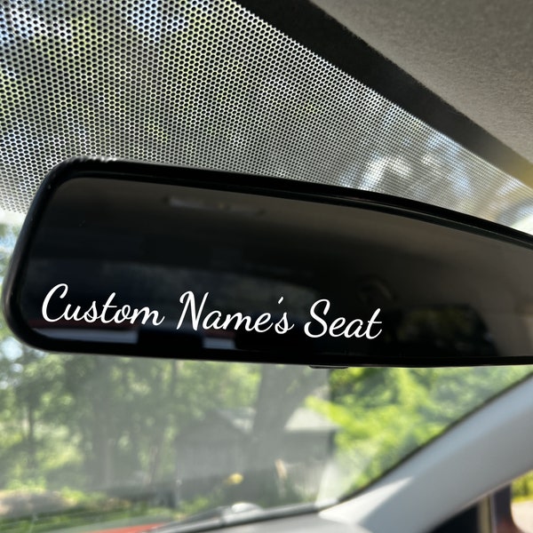 CUSTOM Name Seat Rear view - Rear View Mirror Sticker -Personalized Mirror Decal- Custom Girlfriend's Name Sticker Decal for Rearview Mirror