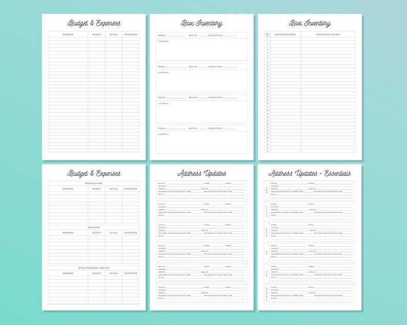 moving planner kit printable huge moving checklist moving etsy
