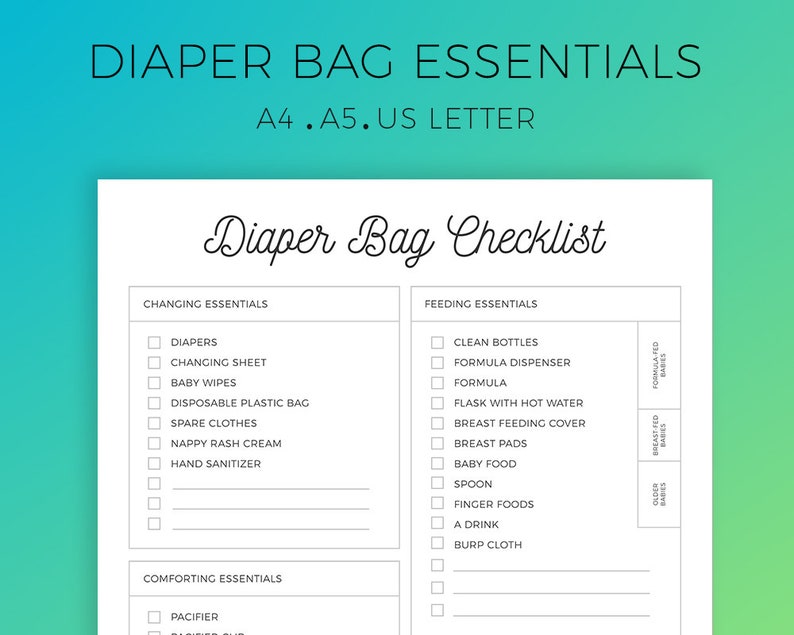 Diaper Bag Essentials Diaper Bag Checklist Baby Essentials Etsy