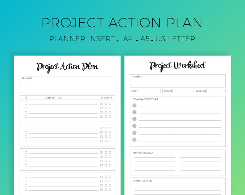 Printable Project Worksheets Project Planner Success | Etsy