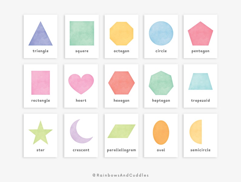 15 Shape Flashcards Preschool Printable Geometric Flash Cards ...