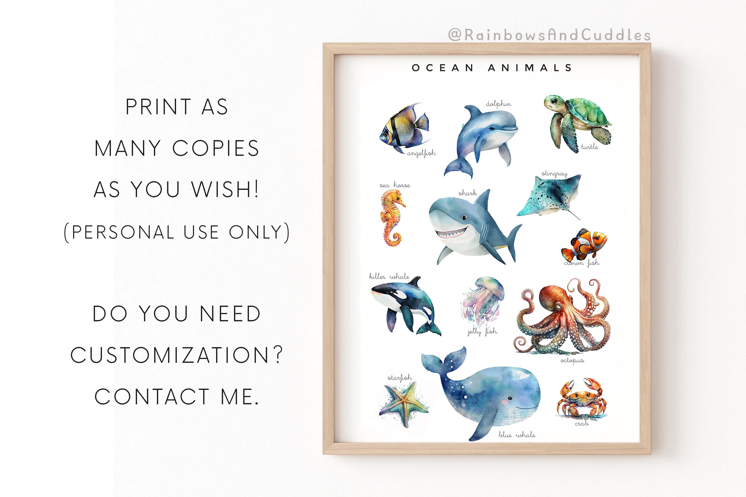 6 Animal Poster Bundle Wild Animals Farm Animals Sea - Etsy