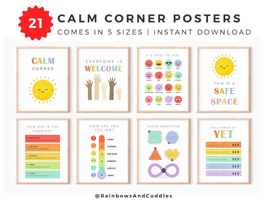 21 Calm Corner Printable Bundle Calming Corner Posters Peace Corner