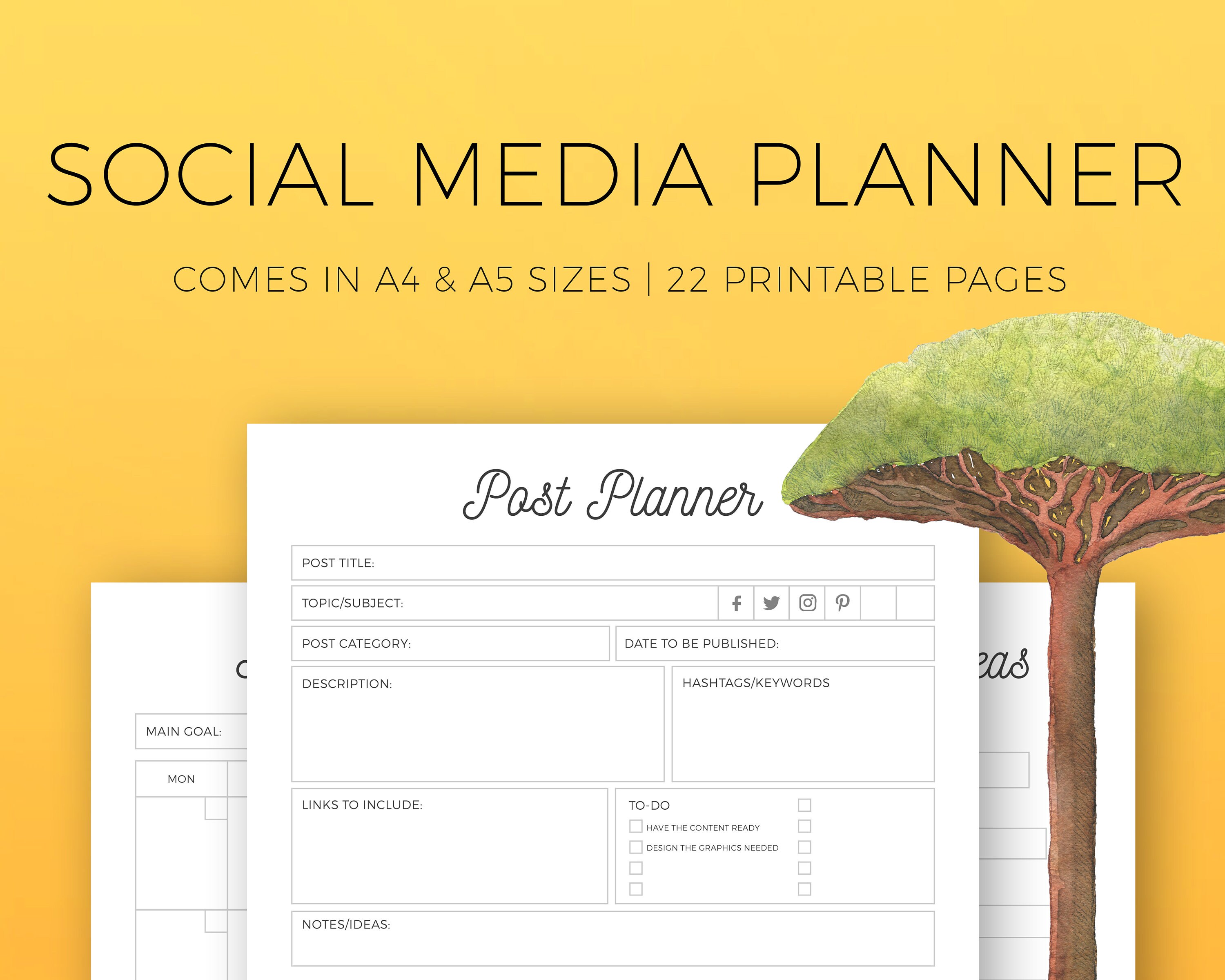 Social Media Planner Printable Social Media Kit Advertising | Etsy