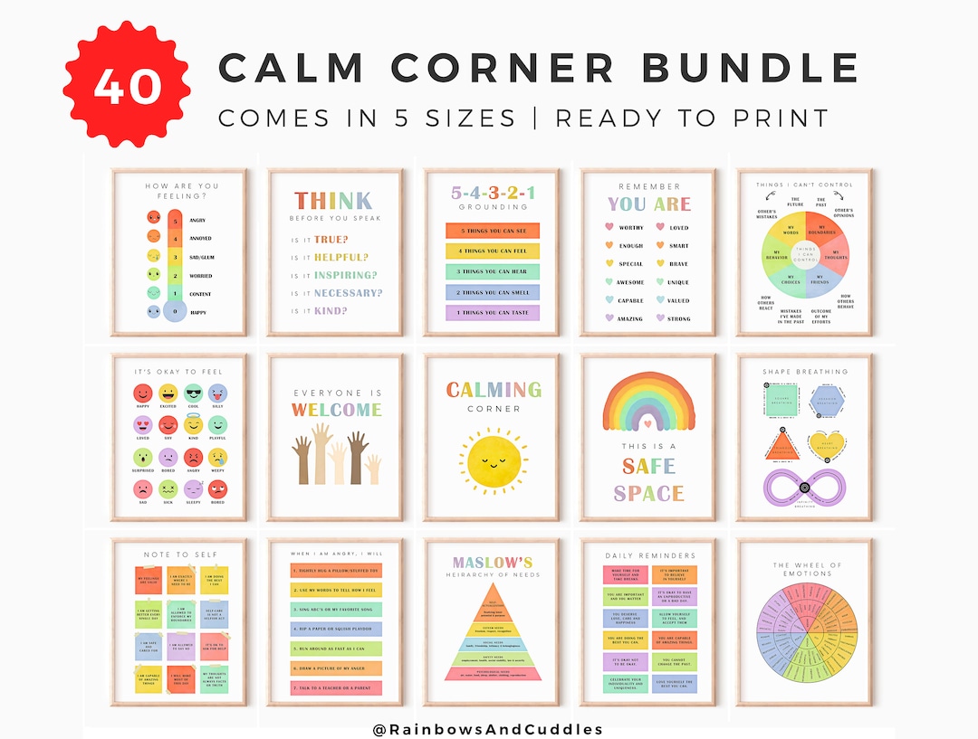 40 Calm Corner Printable Bundle Calming Corner Posters Peace Corner ...