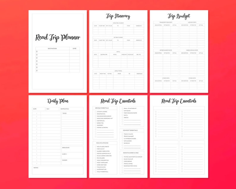 Road Trip Planner Car Journey Multicity Travel Planner Etsy