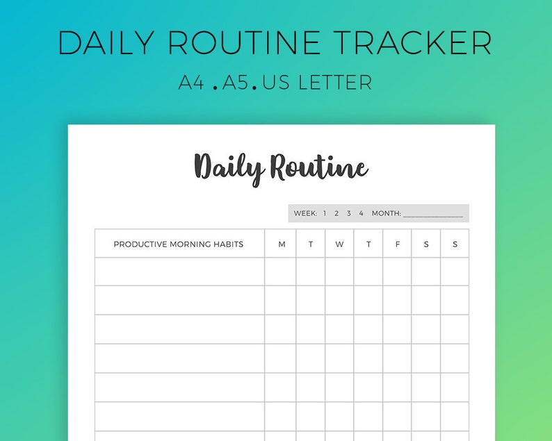 Daily Routine Planner Printable Morning Ritual Log Bedtime Etsy