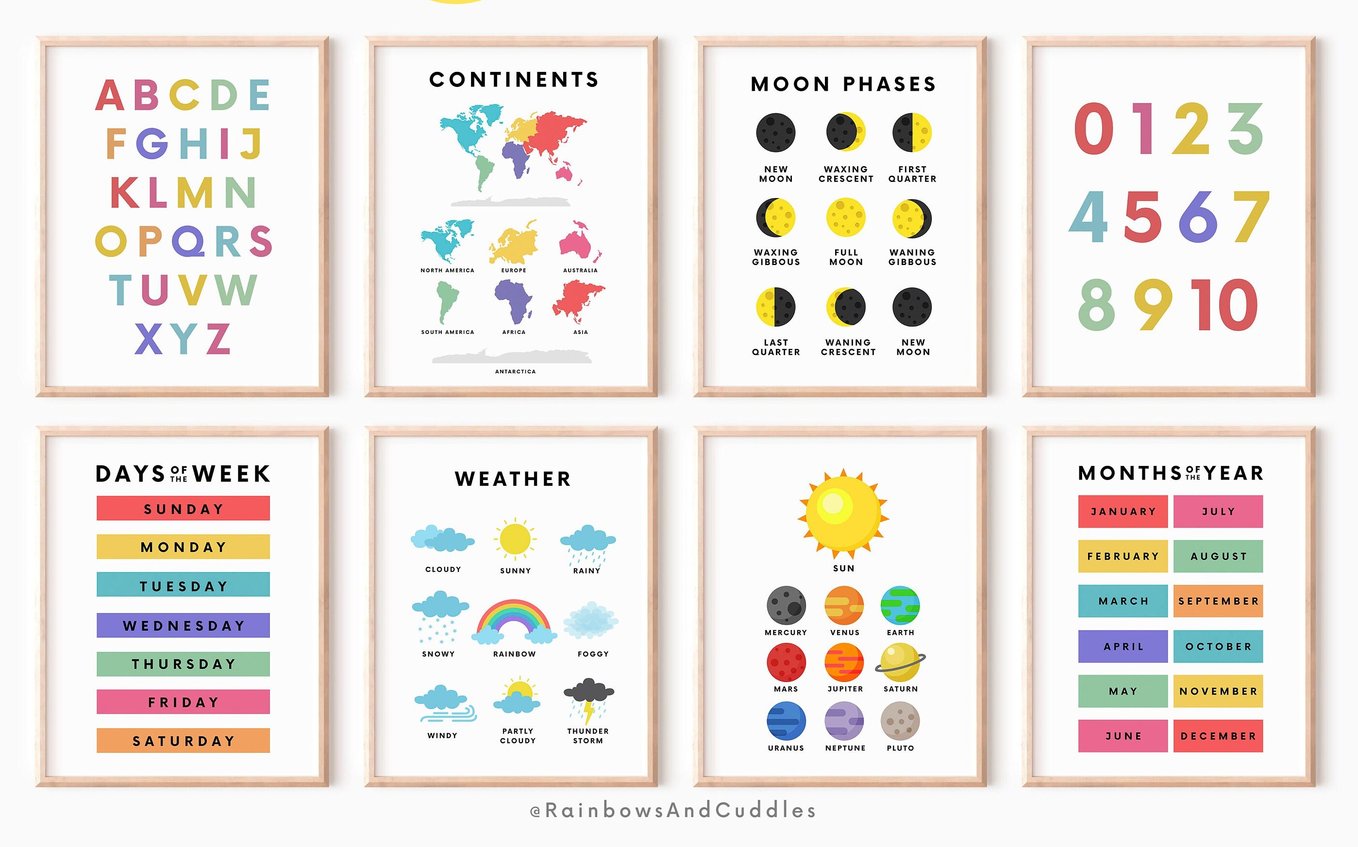 50 Educational Posters Preschool Posters Classroom Decor Etsy