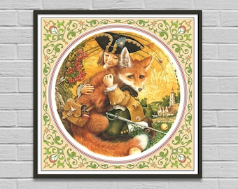 Der kleine Prinz / Le Petit Prince / rot Fuchs / Baby Geschenk Art für Kinder Märchen digitales Poster 24 x 24 16 X 16 12x12 Zoll / INSTANT DOWNLOAD