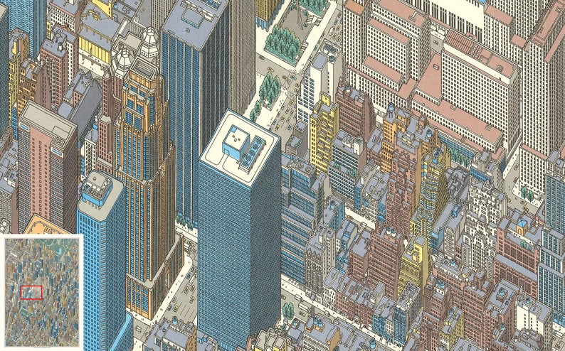 New York City Midtown Manhattan / Perspective Digital Map / Big Large 