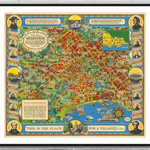 Map of Melbourne Australia 1934 / vintage old map poster / big large digital map / wall art decor illustration gift print / INSTANT DOWNLOAD