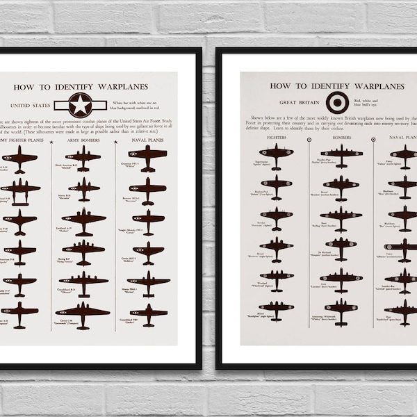 Warplanes old allied airplanes poster, Warbirds World War 2, WW2 Art, Wall art print boys rooms office, Historical Print / INSTANT DOWNLOAD