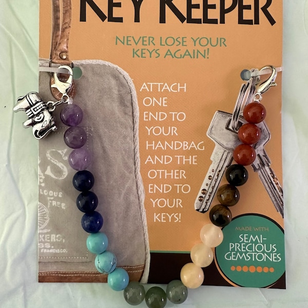 Chakra inside bag key finder key keeper key chain semi precious gemstones elephant charm