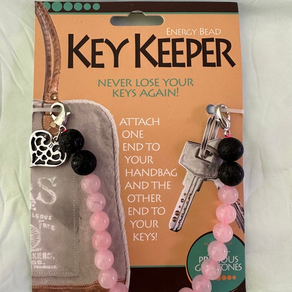 Inside bag Key Finder Key keeper Key chain semi precious gemstones rosé quartz love heart