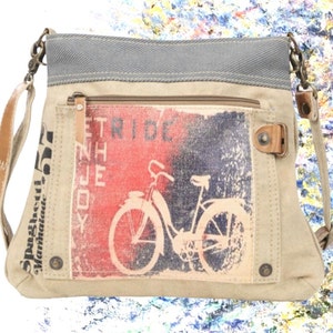 Enjoy the Ride Recycled Military Tent Truck canvas Tarps Crossbody Shoulder  Bag