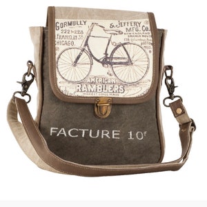 Ramblers Crossbody Shoulder Bag Recycled from Military Tent Truck Canvas